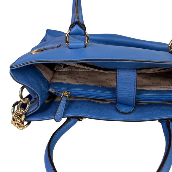 Michael Kors Hamilton Leather Tote Purse Bag Heritage Blue Goldtone NWOT - Picture 8 of 16